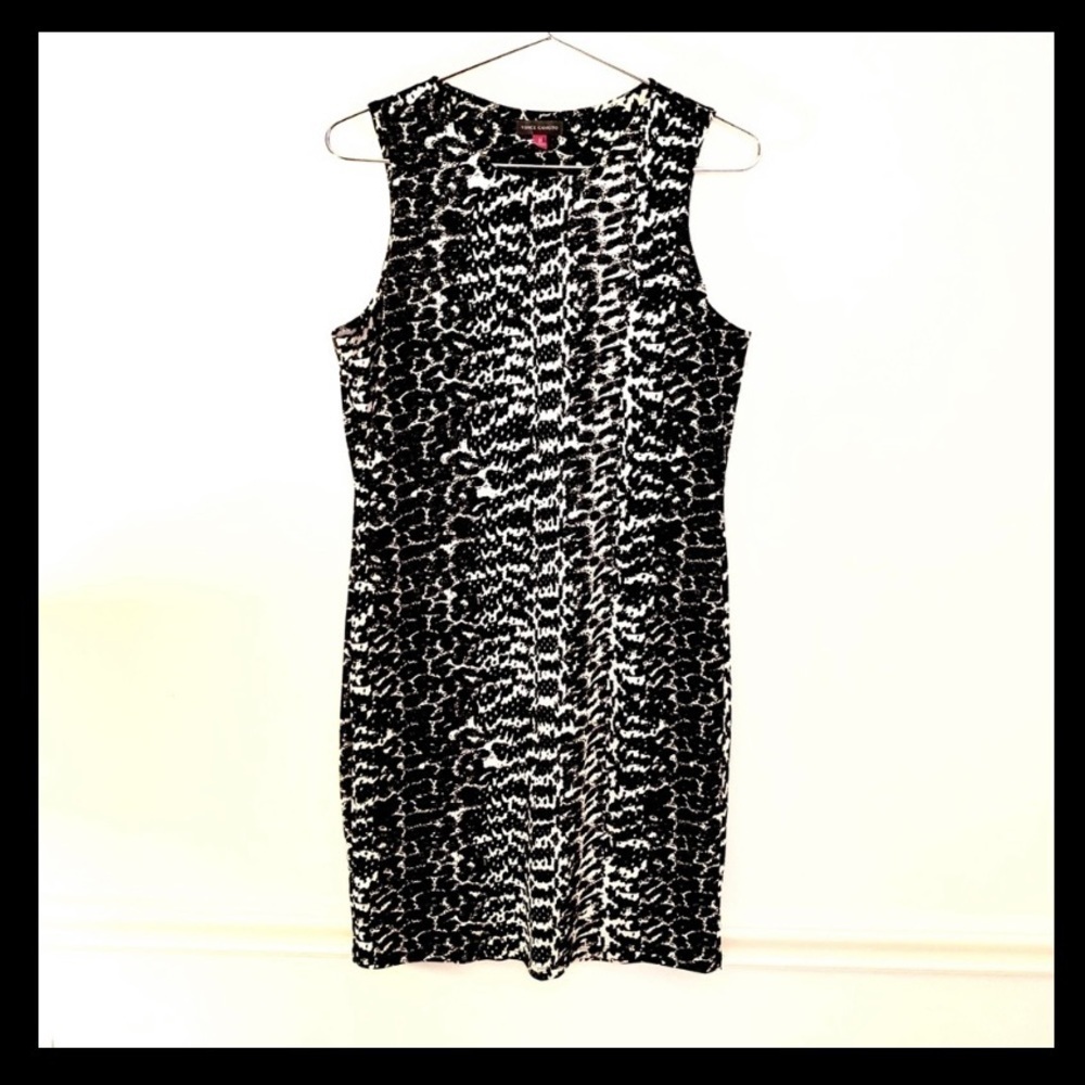 VINCE CAMUTO Sleeveless Animal Print Dress, black and white